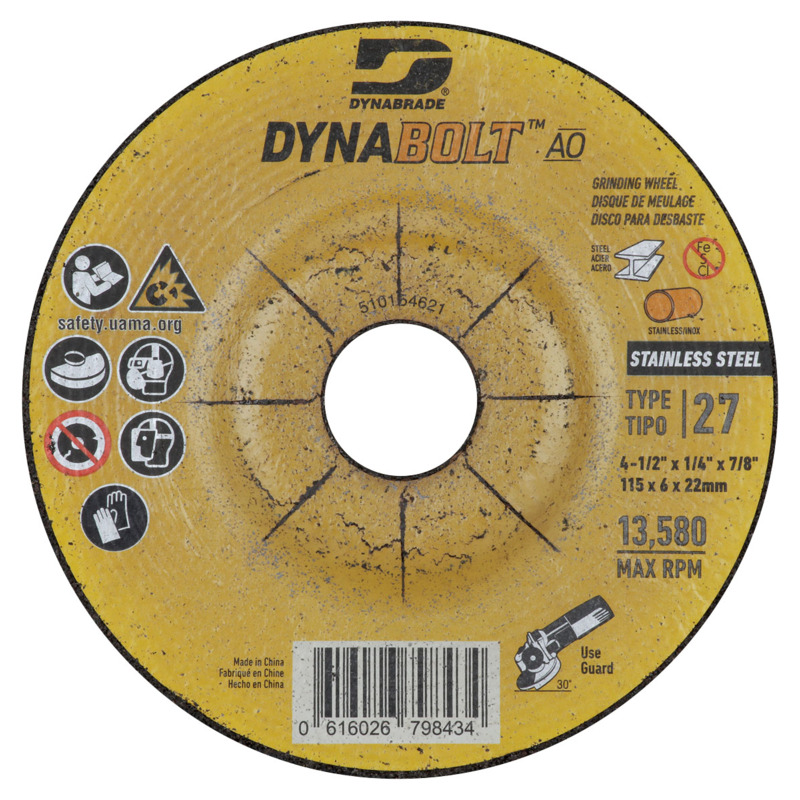 DynaBolt AO SS 4.5" x 1/4" x 7/8" T27 Grinding Wheel